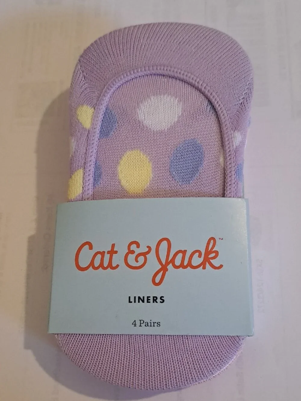 Cat & Jack Pastel Pink, Lavender & White No-Show Liner Socks - 4 Pack